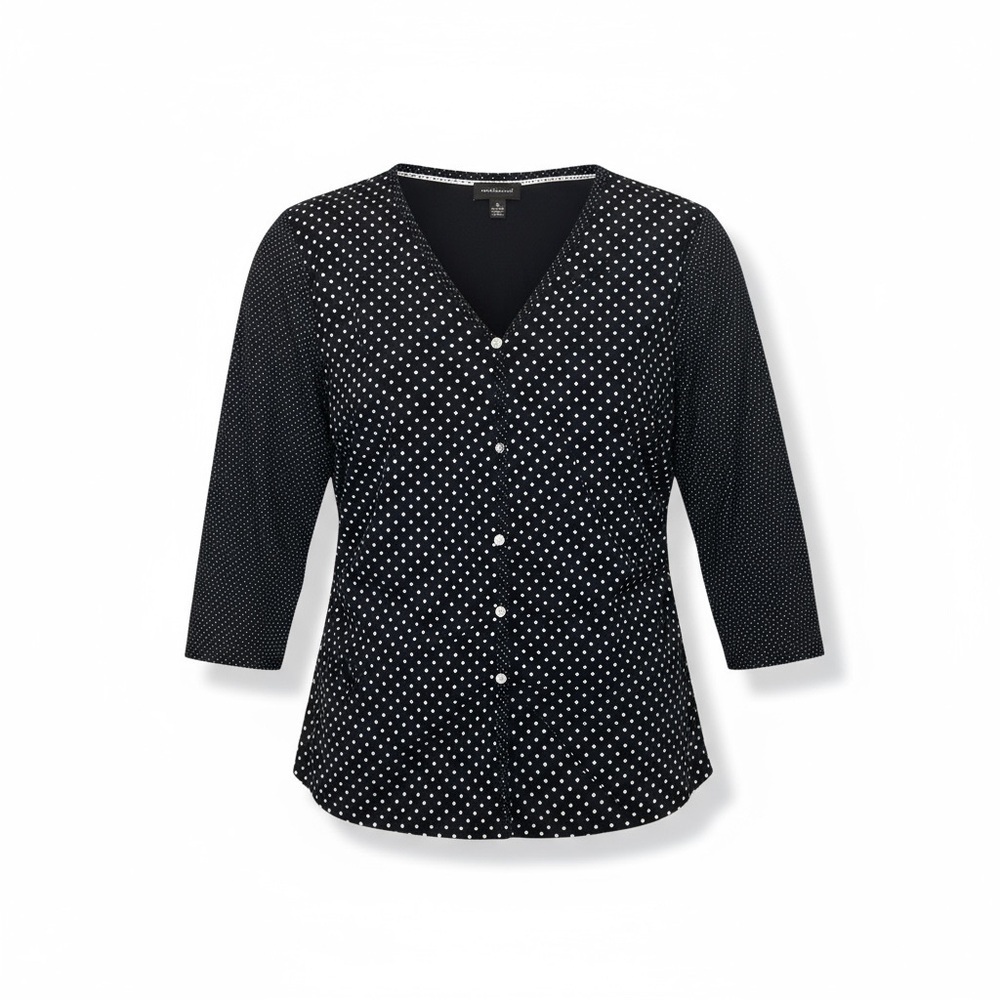 Westbound Black & White Polka Dot Button Front Cardigan | Large |‎ 100% Cotton